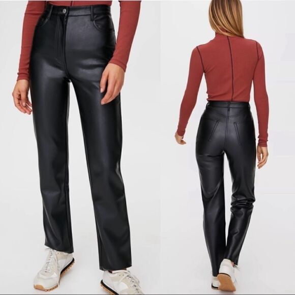 Wilfred Pants - Aritzia Wilfred Free Black Faux Leather Melina Pant